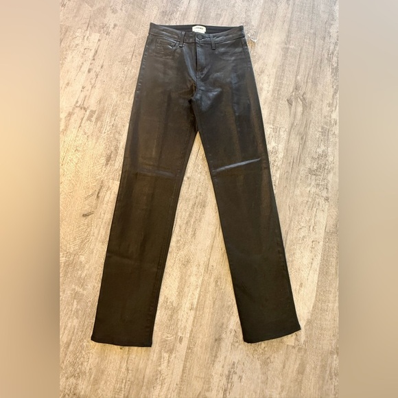 L’Agence Ginny High-Waisted Coated Jeans with Back Gold Zipper Detail NEW - Picture 9 of 16